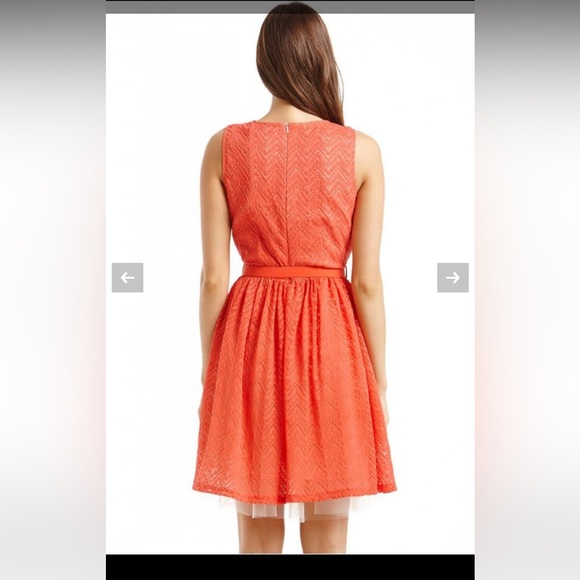 Red orange fit and flare lace dress - Picture 4 of 8